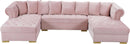 Presley Pink Velvet 3pc. Sectional - Town Of Bargains Furniture - NY