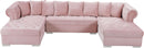 Presley Pink Velvet 3pc. Sectional - Town Of Bargains Furniture - NY