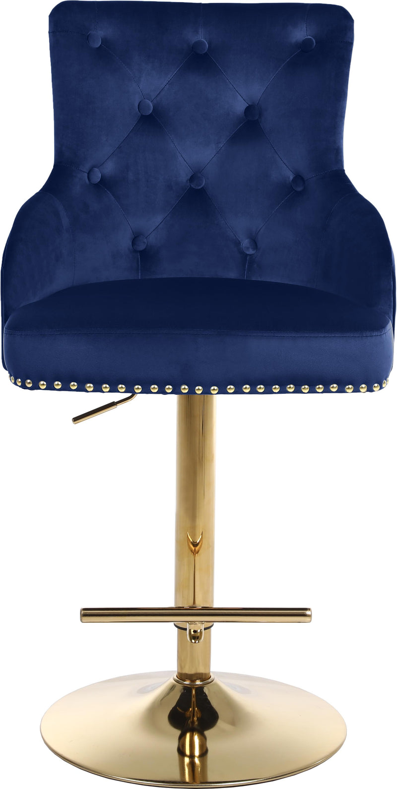 Claude Navy Velvet Adjustable Stool