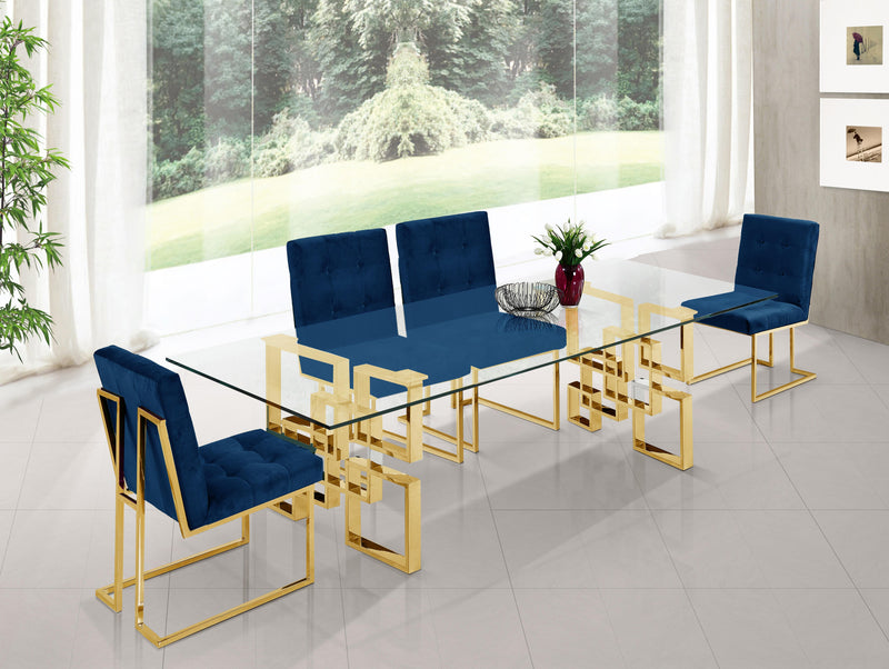 Pierre Navy Velvet Dining Chair - Town Of Bargains Furniture - NY
