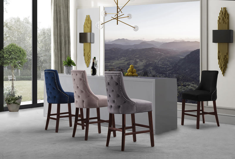 Hannah Navy Velvet Stool - Town Of Bargains Furniture - NY