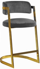 Stephanie Grey Velvet Stool