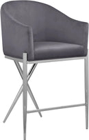 Xavier Grey Velvet Counter Stool - Town Of Bargains Furniture - NY