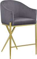 Xavier Grey Velvet Counter Stool - Town Of Bargains Furniture - NY