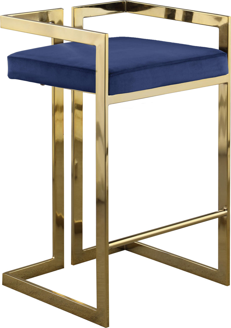 Ezra Navy Velvet Stool