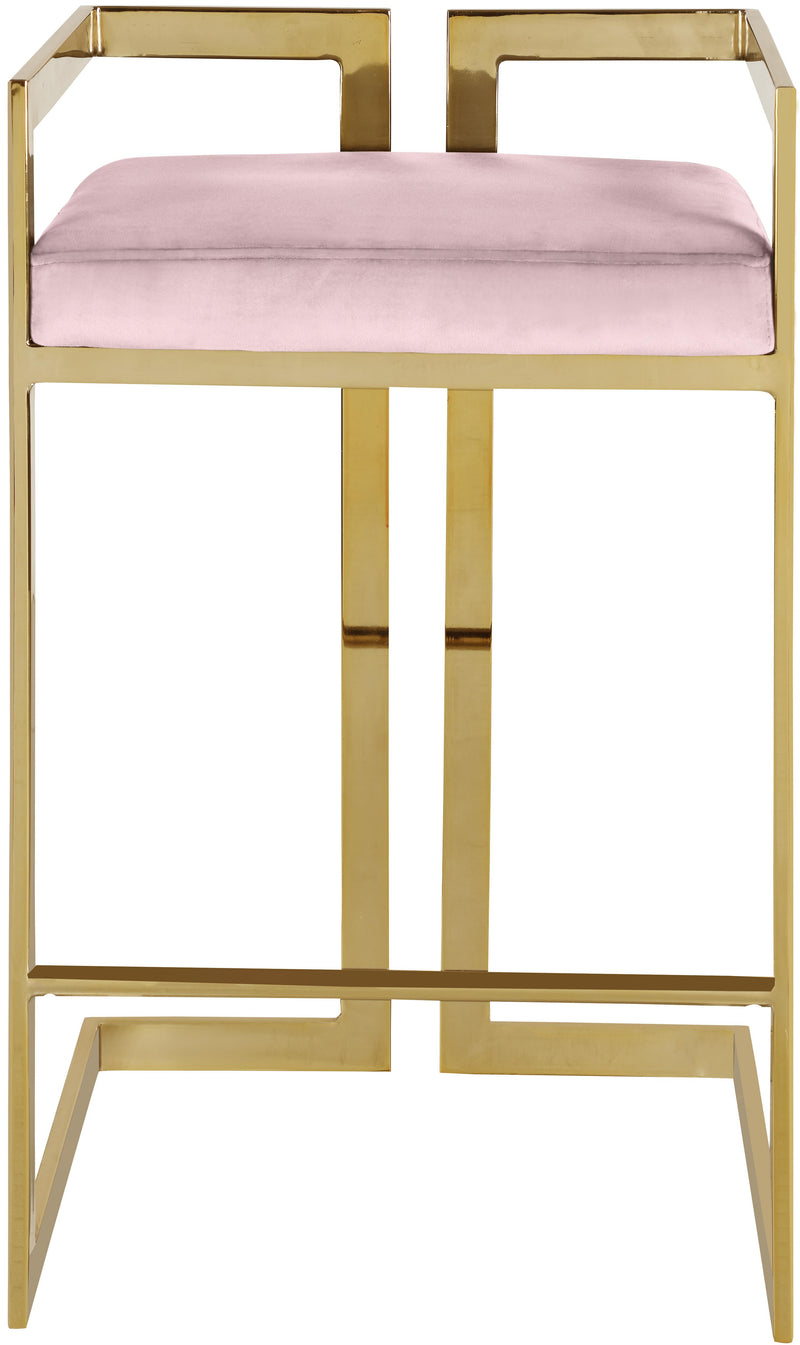 Ezra Pink Velvet Stool