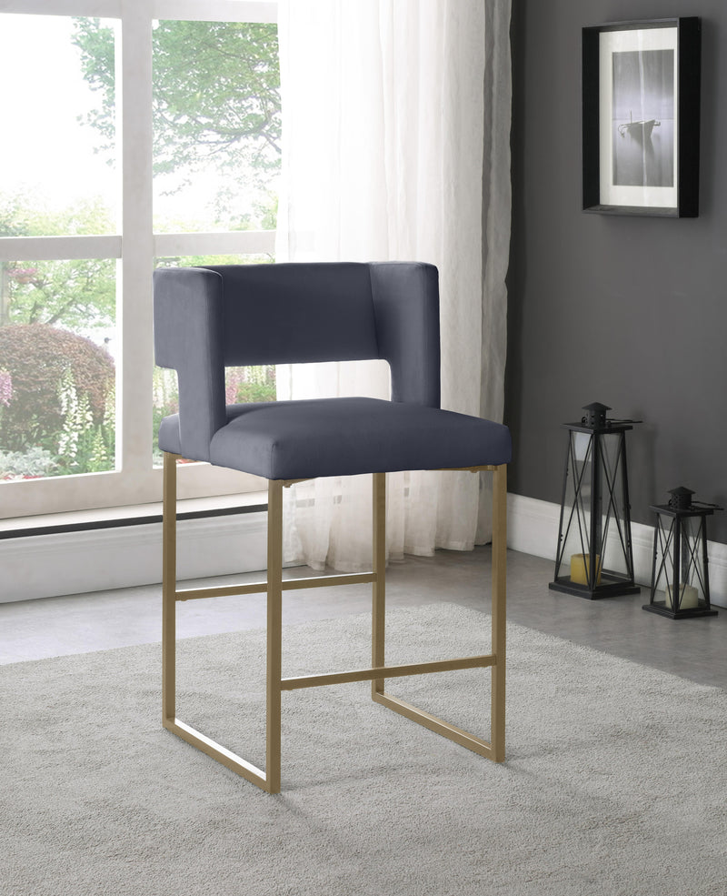 Caleb Grey Velvet Counter Stool