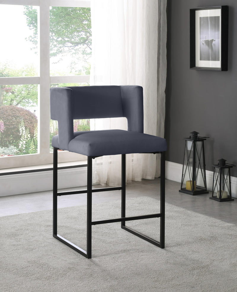 Caleb Grey Velvet Counter Stool