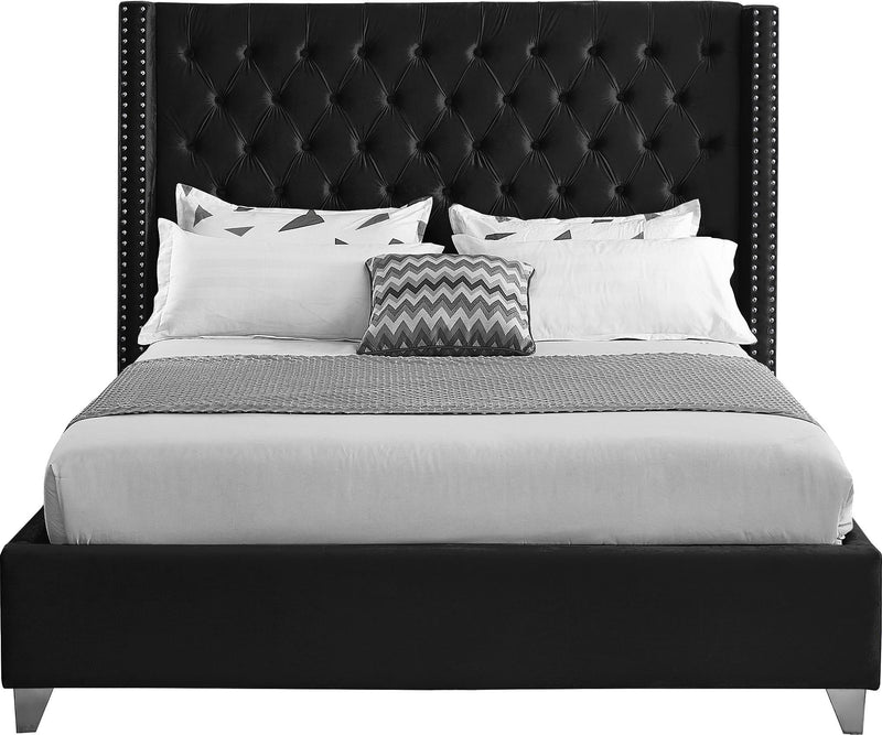 Aiden Black Velvet King Bed - Town Of Bargains Furniture - NY
