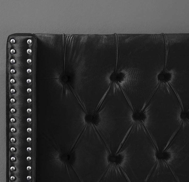 Aiden Black Velvet Twin Bed - Town Of Bargains Furniture - NY