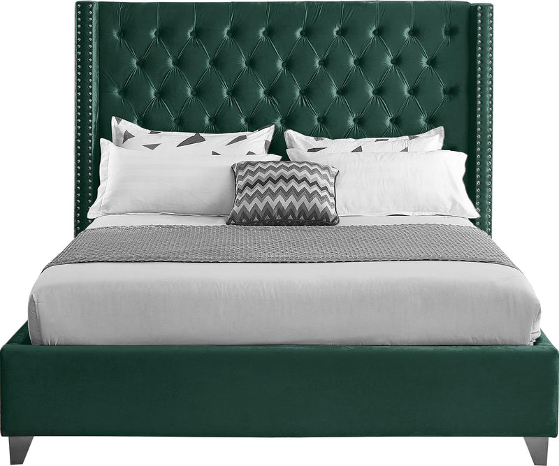 Aiden Green Velvet King Bed - Town Of Bargains Furniture - NY