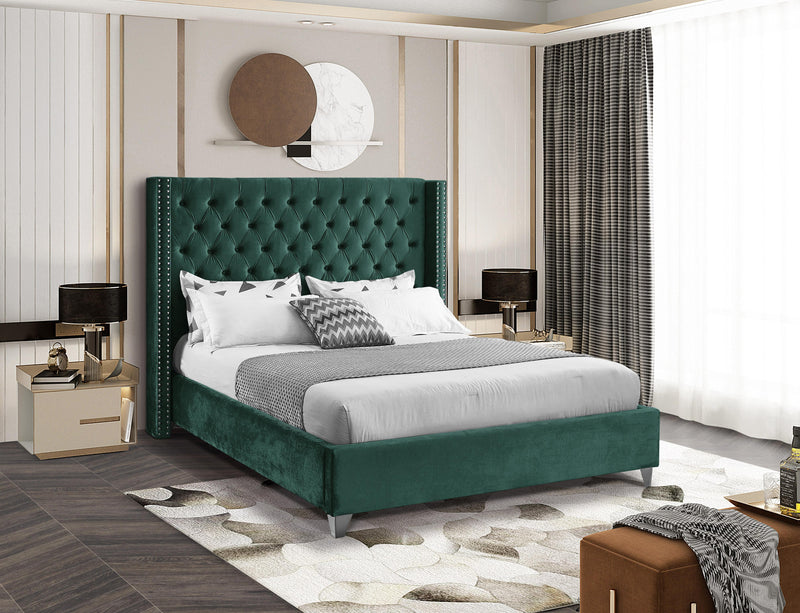 Aiden Green Velvet King Bed - Town Of Bargains Furniture - NY