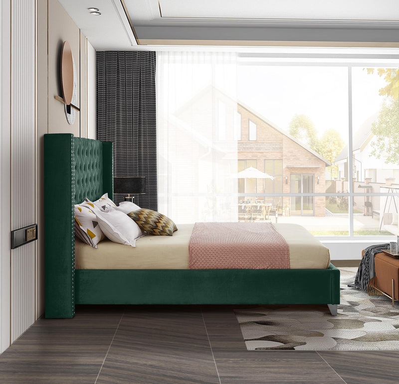 Aiden Green Velvet King Bed - Town Of Bargains Furniture - NY