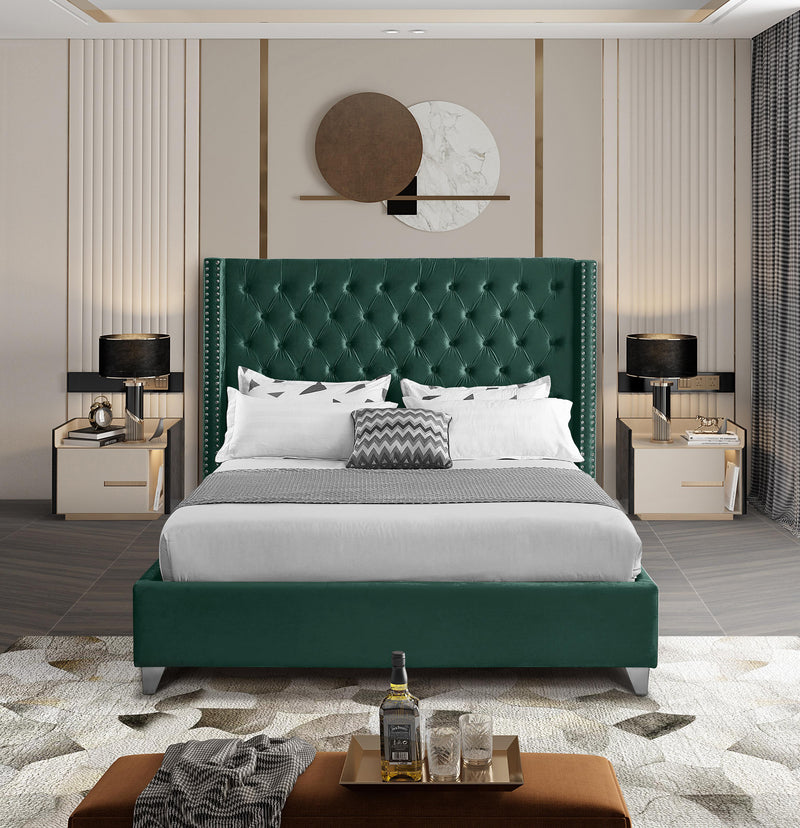 Aiden Green Velvet King Bed - Town Of Bargains Furniture - NY