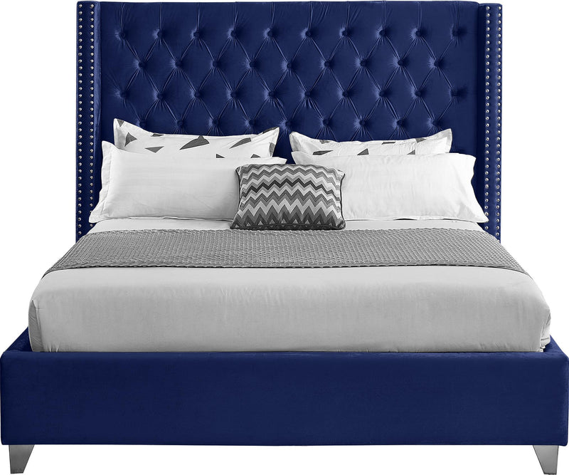 Aiden Navy Velvet King Bed - Town Of Bargains Furniture - NY