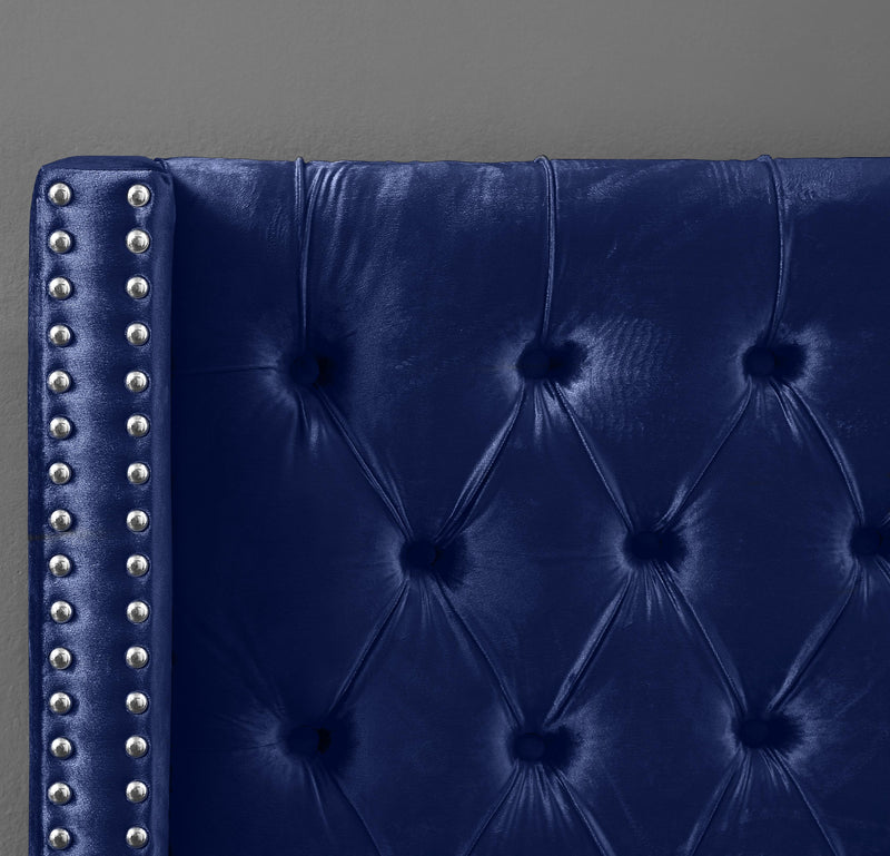 Aiden Navy Velvet King Bed - Town Of Bargains Furniture - NY