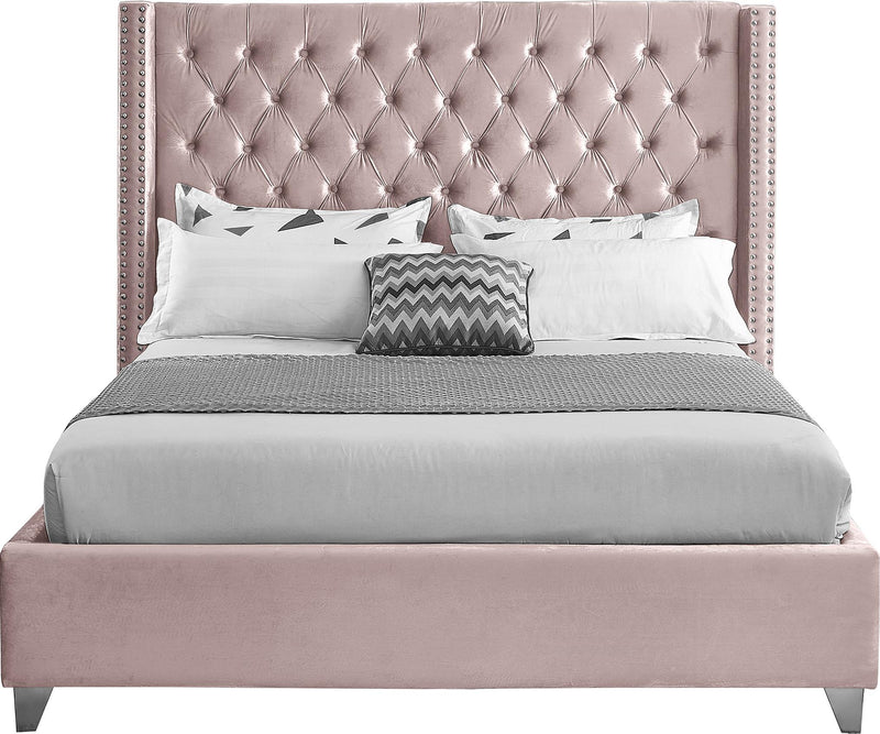 Aiden Pink Velvet King Bed - Town Of Bargains Furniture - NY