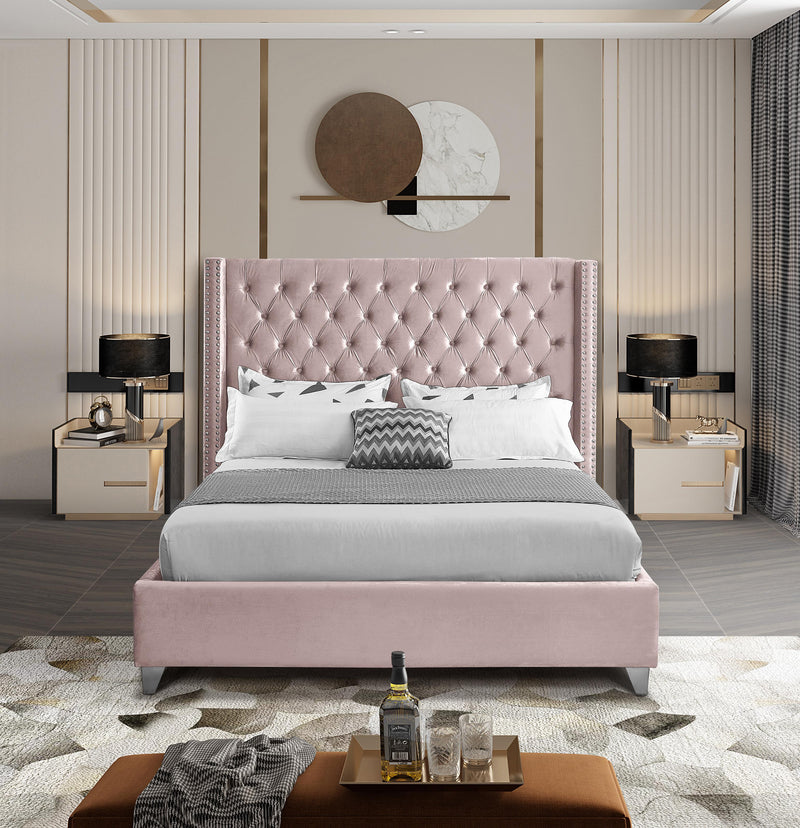 Aiden Pink Velvet King Bed - Town Of Bargains Furniture - NY