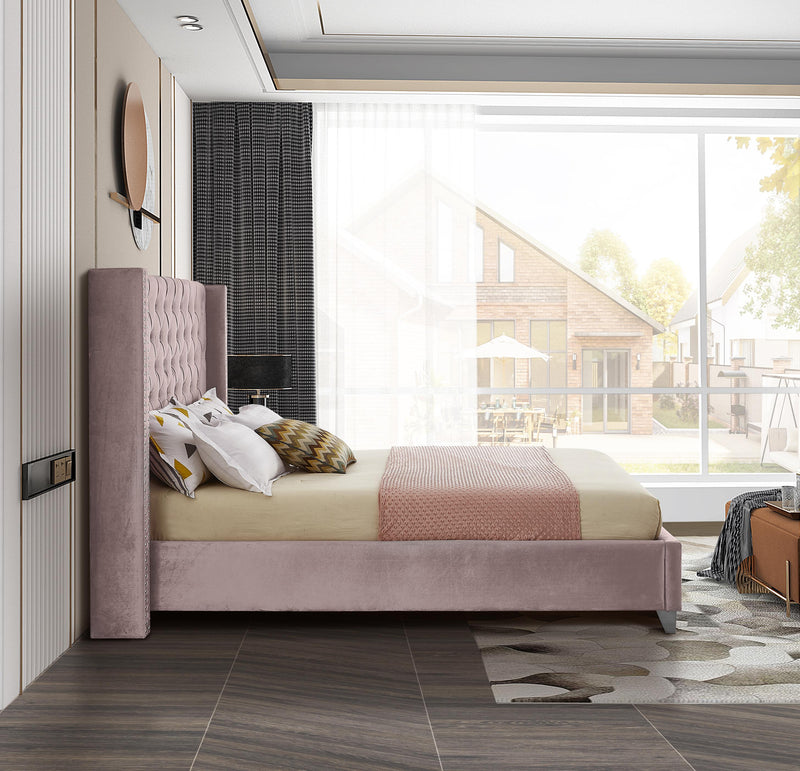 Aiden Pink Velvet King Bed - Town Of Bargains Furniture - NY