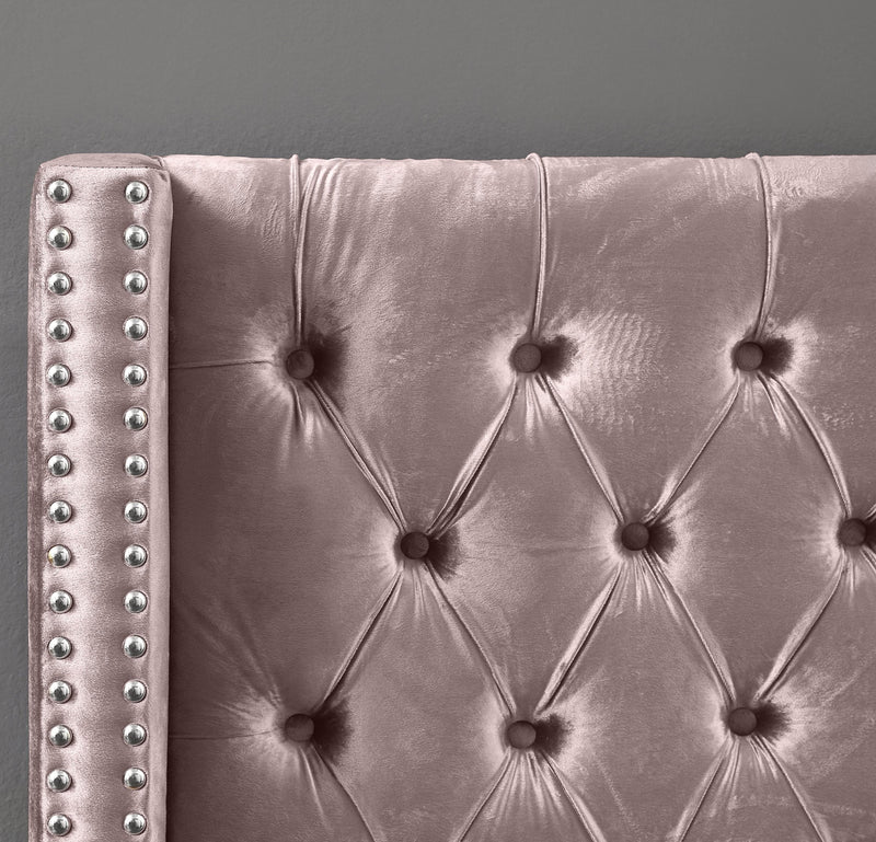 Aiden Pink Velvet King Bed - Town Of Bargains Furniture - NY
