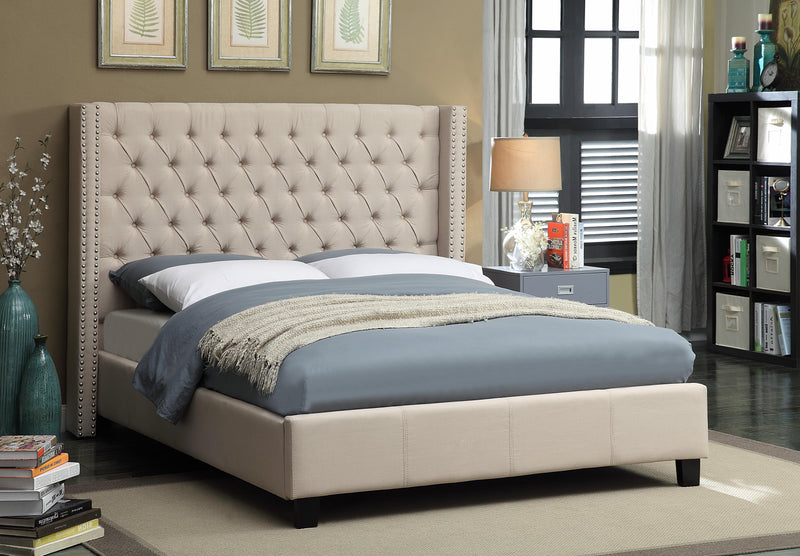 Ashton Beige Linen Queen Bed - Town Of Bargains Furniture - NY