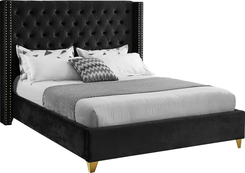 Barolo Black Velvet King Bed - Town Of Bargains Furniture - NY