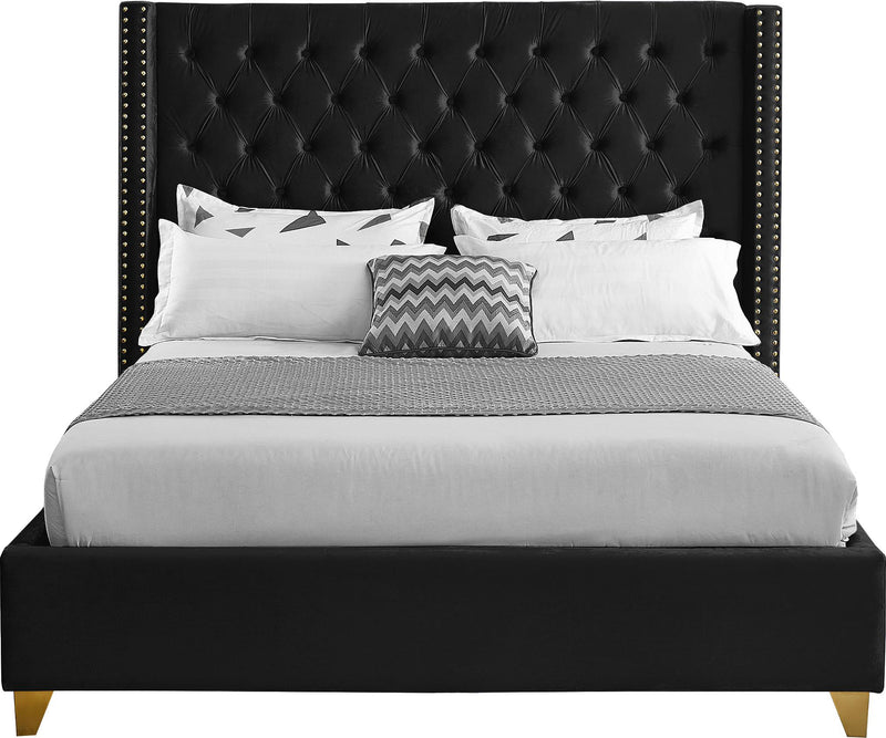 Barolo Black Velvet Queen Bed - Town Of Bargains Furniture - NY