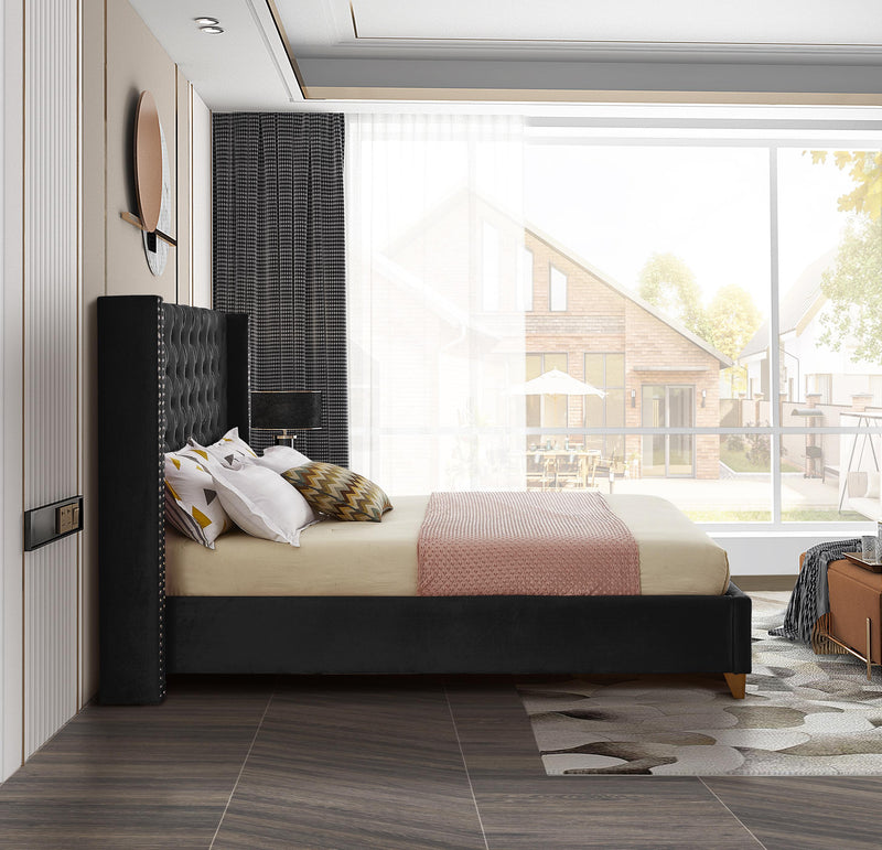 Barolo Black Velvet Queen Bed - Town Of Bargains Furniture - NY