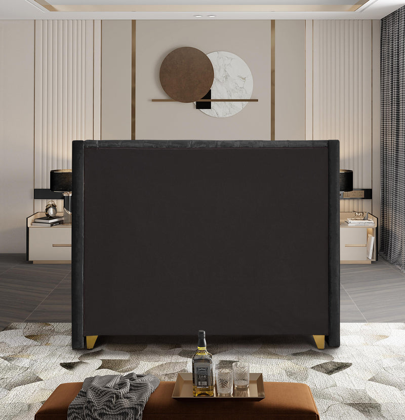 Barolo Black Velvet Queen Bed - Town Of Bargains Furniture - NY