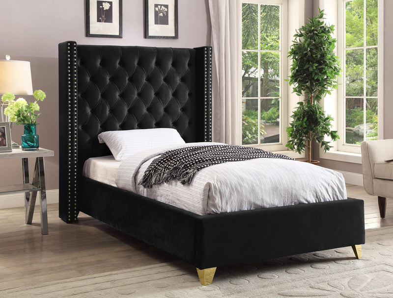 Barolo Black Velvet Twin Bed