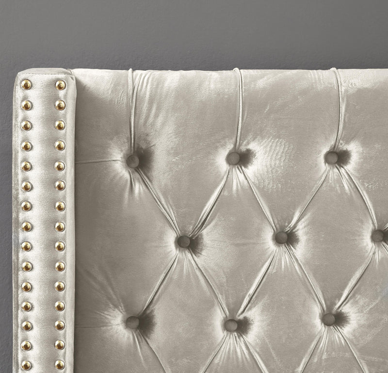 Barolo Cream Velvet Twin Bed - Town Of Bargains Furniture - NY