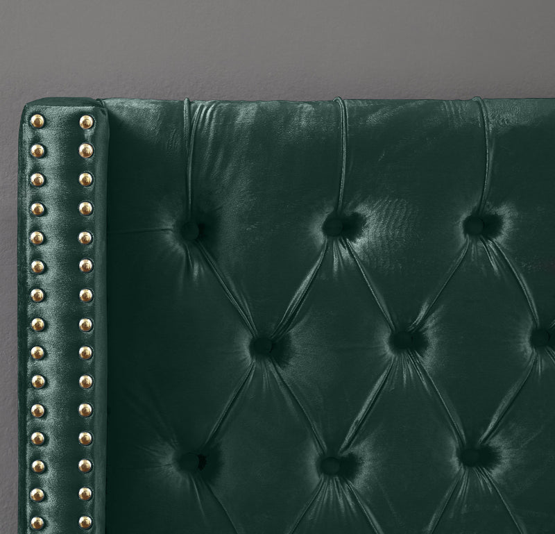 Barolo Green Velvet Queen Bed - Town Of Bargains Furniture - NY