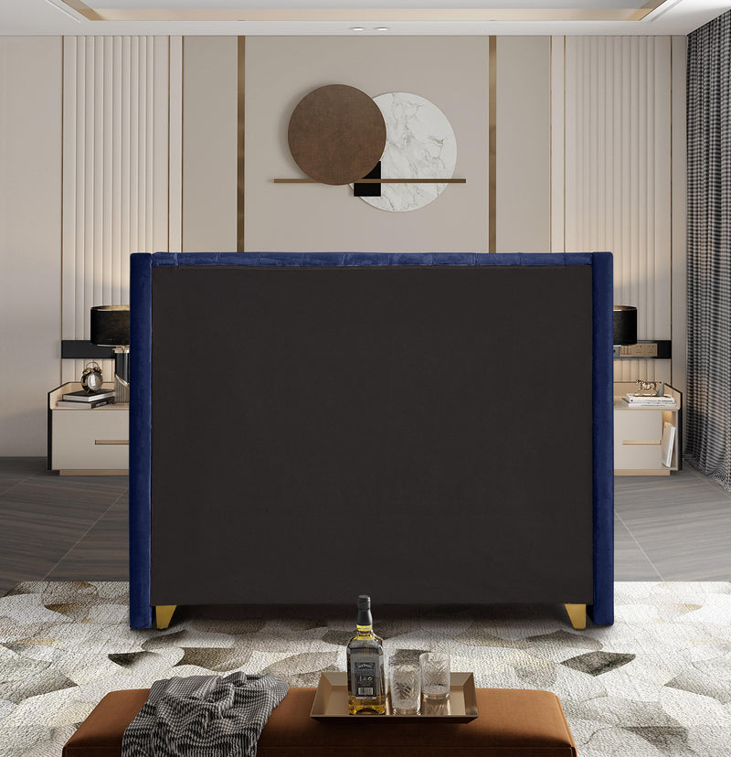 Barolo Navy Velvet King Bed - Town Of Bargains Furniture - NY