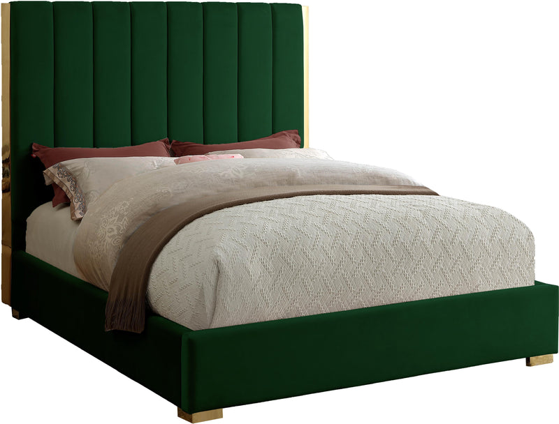 Becca Green Velvet Queen Bed - Town Of Bargains Furniture - NY