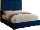 Becca Navy Velvet King Bed - Town Of Bargains Furniture - NY