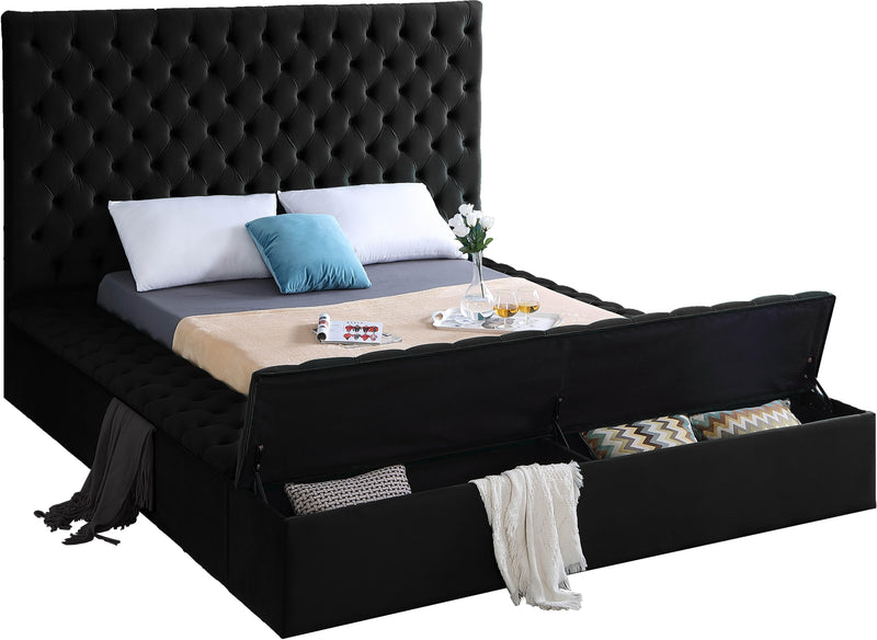Bliss Black Velvet Full Bed (3 Boxes)