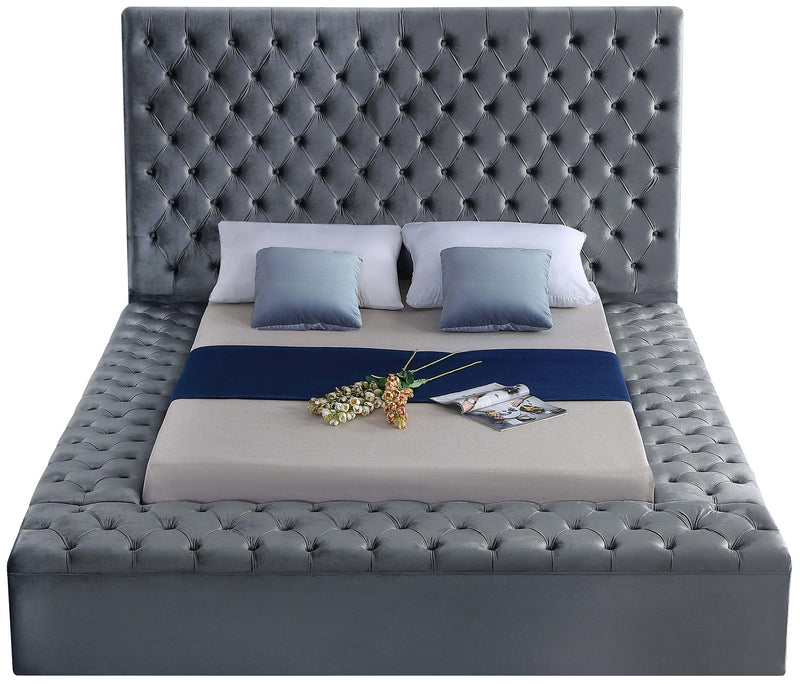 Bliss Grey Velvet King Bed (3 Boxes) - Town Of Bargains Furniture - NY