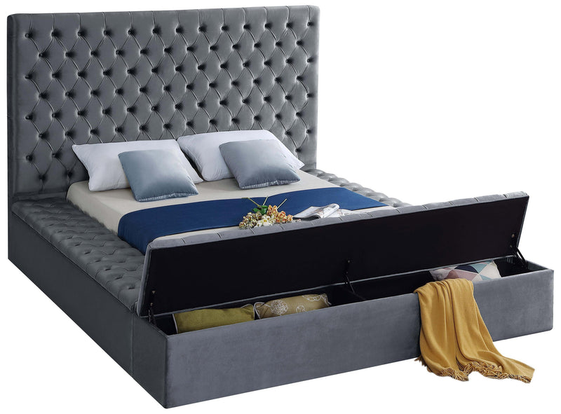 Bliss Grey Velvet King Bed (3 Boxes) - Town Of Bargains Furniture - NY