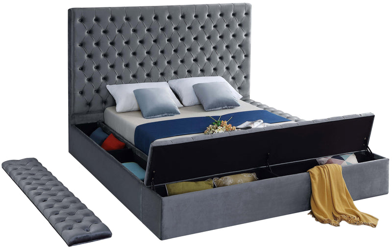 Bliss Grey Velvet Queen Bed (3 Boxes) - Town Of Bargains Furniture - NY