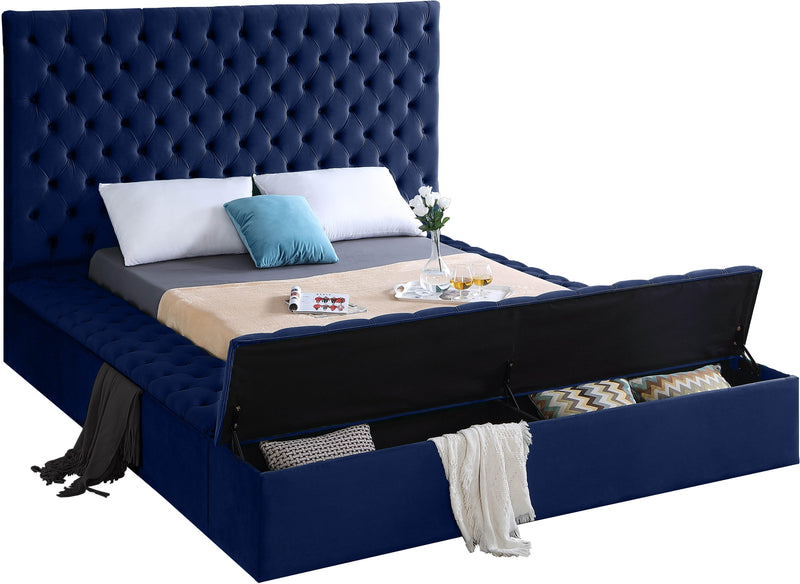 Bliss Navy Velvet Full Bed (3 Boxes)