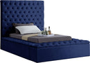 Bliss Navy Velvet Twin Bed (3 Boxes) - Town Of Bargains Furniture - NY