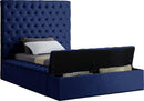 Bliss Navy Velvet Twin Bed (3 Boxes) - Town Of Bargains Furniture - NY