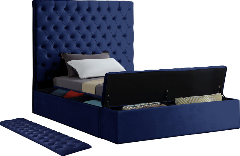 Bliss Navy Velvet Twin Bed (3 Boxes)