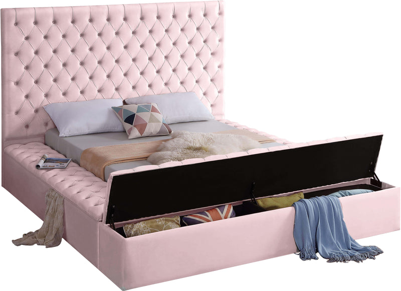 Bliss Pink Velvet Queen Bed (3 Boxes) - Town Of Bargains Furniture - NY