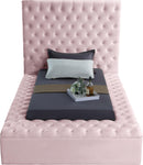 Bliss Pink Velvet Twin Bed (3 Boxes) - Town Of Bargains Furniture - NY