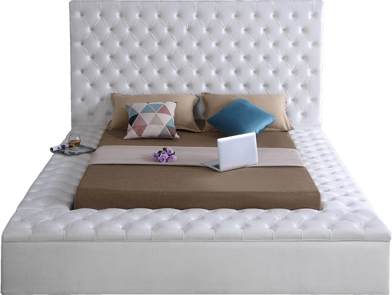 Bliss White Velvet Queen Bed (3 Boxes) - Town Of Bargains Furniture - NY