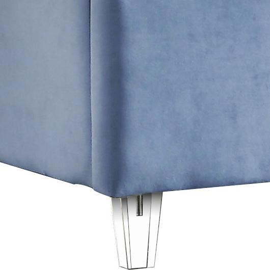 Candace Sky Blue Velvet Twin Bed - Town Of Bargains Furniture - NY