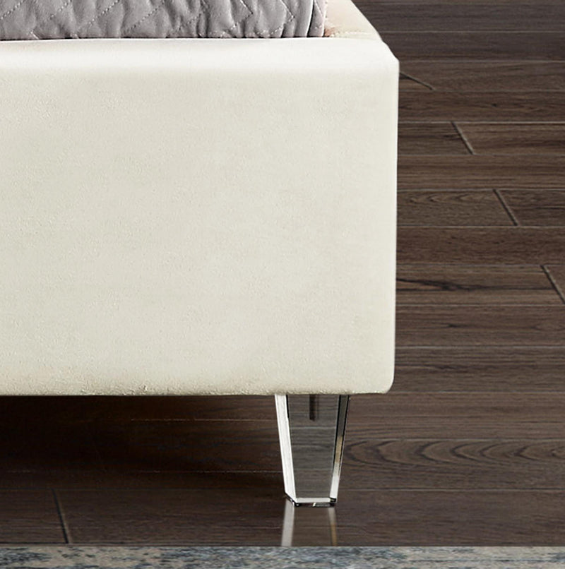 Candace Cream Velvet Twin Bed - Town Of Bargains Furniture - NY