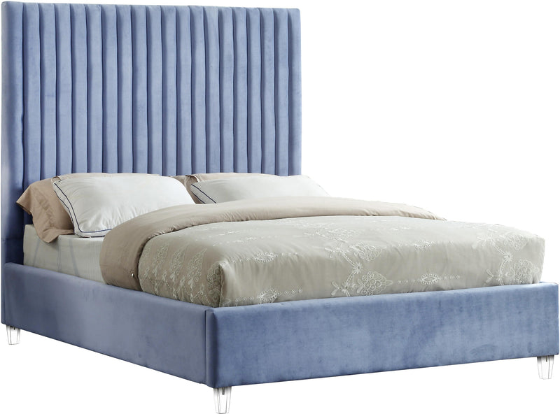 Candace Sky Blue Velvet King Bed - Town Of Bargains Furniture - NY