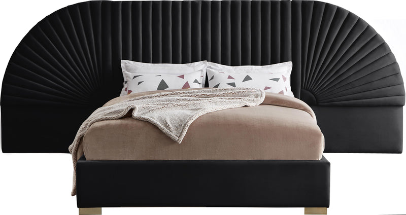 Cleo Black Velvet Queen Bed (3 Boxes) - Town Of Bargains Furniture - NY